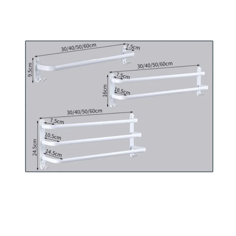 

Towel Hanger Wall Mounted 30-50 CM Towel Rack Bathroom Towel Bars Aluminum Black Towel Bar Rail White Towel Holder