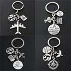 Брелок для ключей с изображением карты мира, брелок с изображением самолета, независимо от того, где кулон, для путешествий, ювелирные украшения, подарок для путешествий, 1 шт.