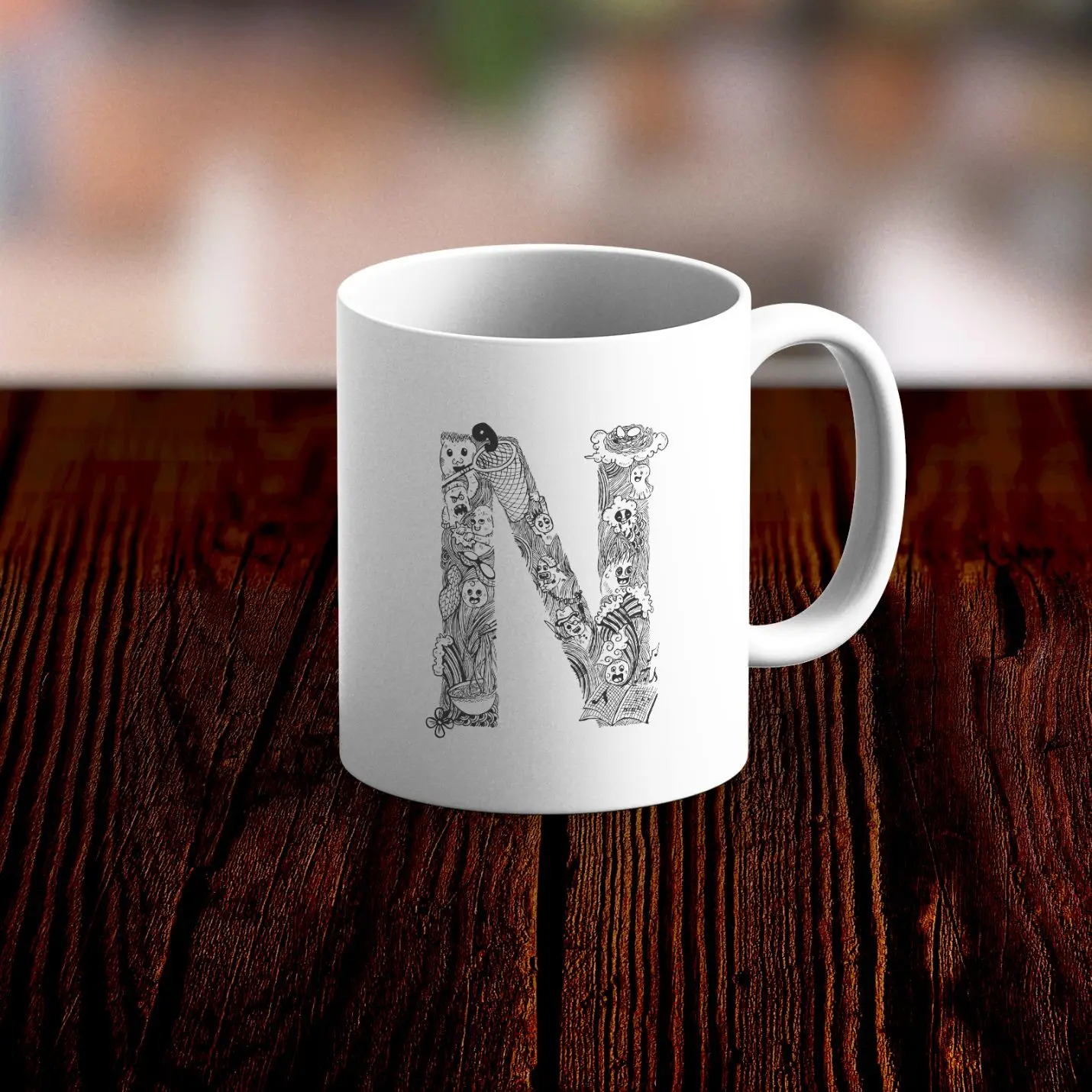 

Special Design N Letter White Mug Cup