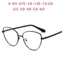 blue light blocking cat eye prescription glasses for the nearsighted metal computer optical eyeglasses 0 0 5 0 75 to 6 0