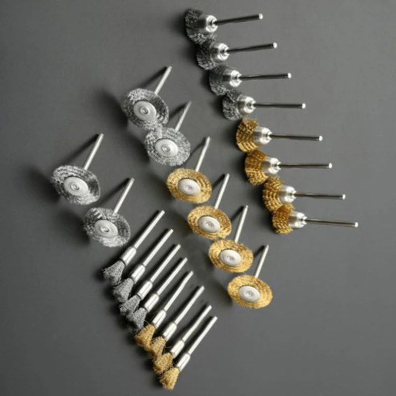 

24pcs Brass Steel Wire Brush Polishing Wheels Kit For Rotary Tools Accessory Kit