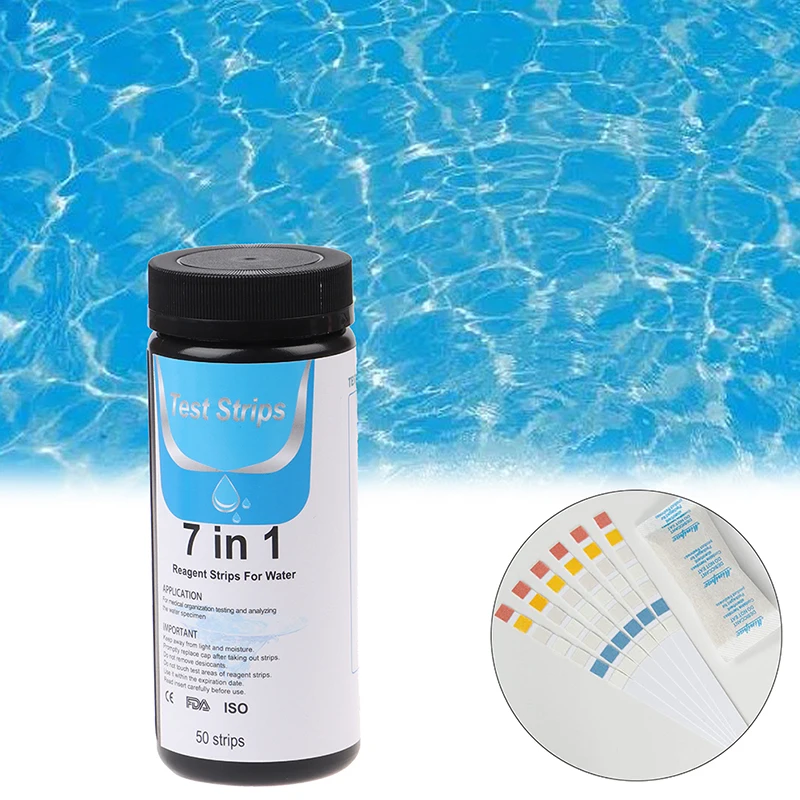 50pcs/bag Quick Test 7 in1 Aquarium Fish Tank Water Tropical PH Test Strips Kit Nitrite Nitrate Swimming Pool Test Paper