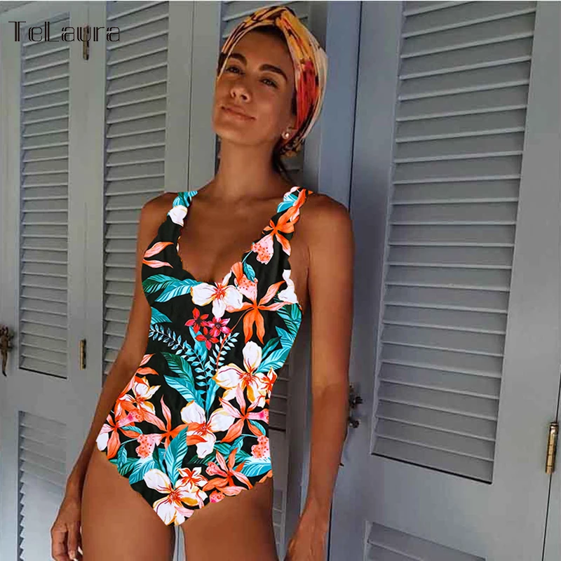 One Piece Swimwear Women Swimsuit 2020 Bandage Bathing Suit Monokini Plus Size Swim Push Up Swimming for | Спорт и развлечения