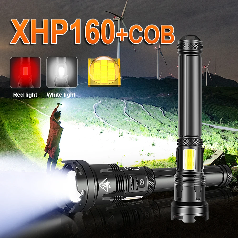 

800000 ЛМ Ультра мощсветильник XHP160 светодиодный фонарик 18650 перезаряжаемый светодиодный фонарик светильник hp90 тактический фонарь Usb охотничи...