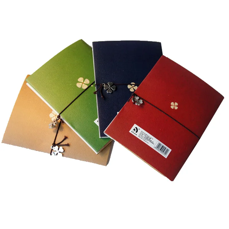 

Lucky Clover Kraft paper Rope Binding Notebook Blank Horizontal Note Memo Pad Message Pasted Notepad Note book School Supplies