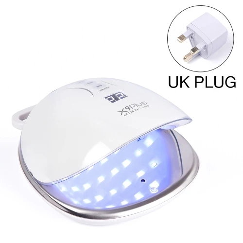 UK Plug White Машинка для стрижки 48 Вт переносной УФ лампой 36 светодиодов X9 плюс лед лампа для ногтей лак для ногтей Сушилка для ногтей Гель-лак Быстросохнущий с ЖК-дисплей Дисплей Авто Сенсор - Цвет: UK Plug White