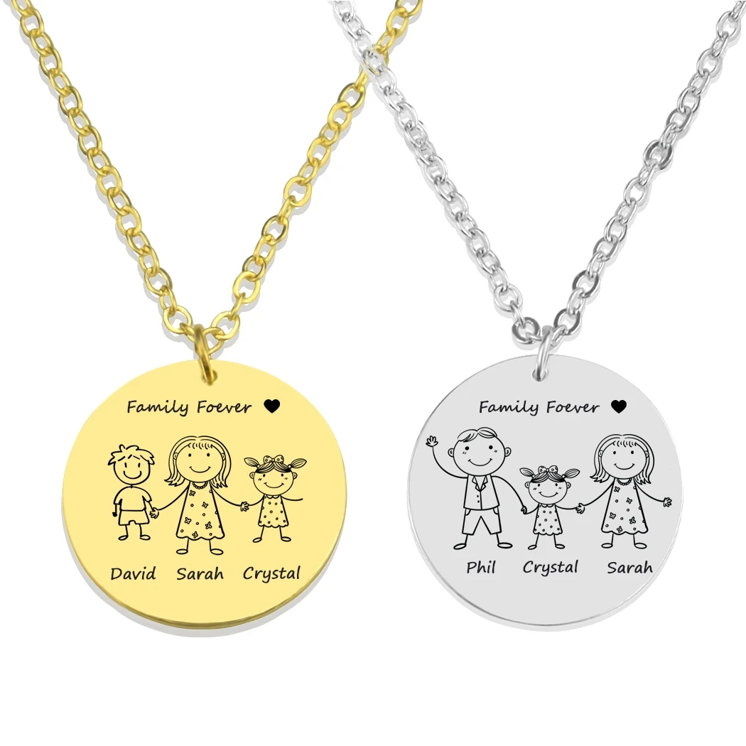 

Personalized Family Name Necklace Custom Mom Dad Daughter Son Name Engraved Text Stainless Steel Pendant Christmas Gift