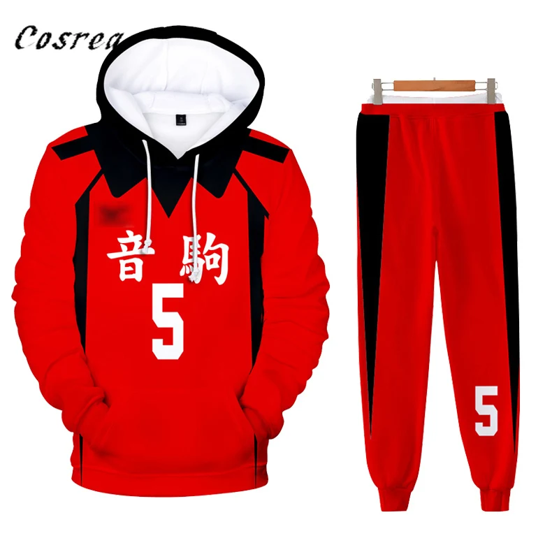 Haikyuu! Костюм для косплея Nekoma Kozume Kenma старшей школы толстовки свитшоты штаны