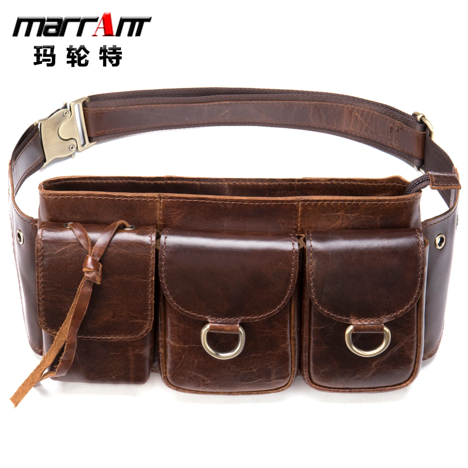 

Real Leather Man Bag Multifunctional Leisure Man's Fanny Pack Large Capacity Motorcycle Bag One Shoulder Crossbody Bag