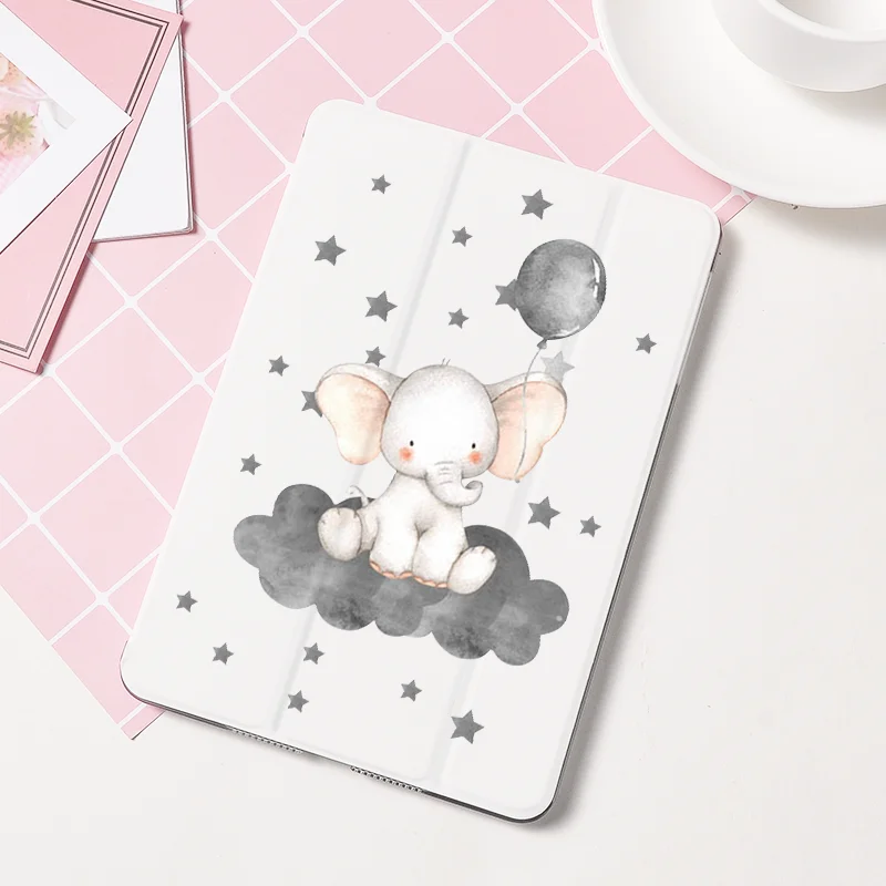 

Ipad 2 3 4 White Leather PU Hard Back Case Small Elephant Cover Protective For 2020 iPad Pro 11 12.9 10.5 7.9 inch Mini 1 2 3 5