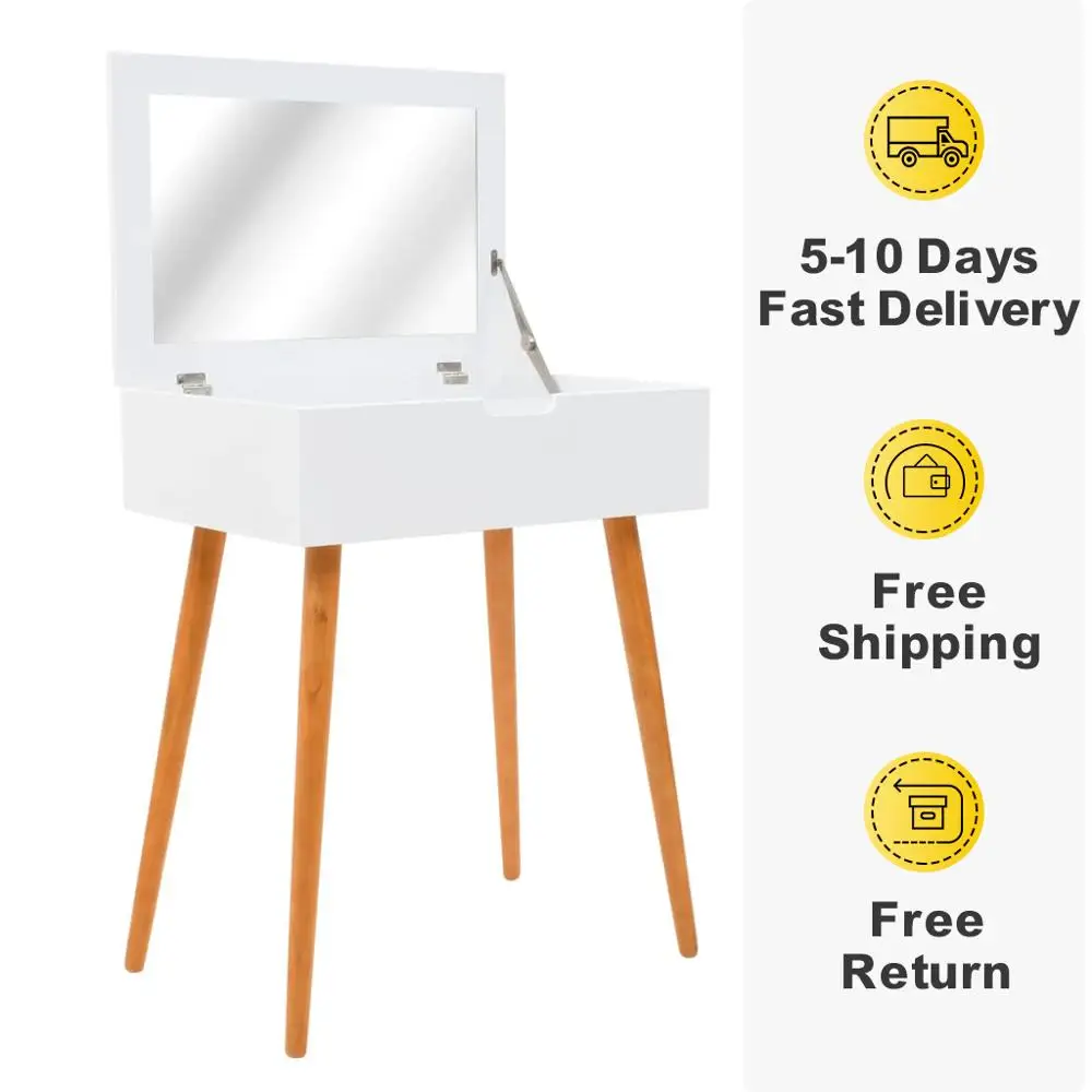Современный туалетный столик для макияжа с зеркалом Mdf спальни белый стол