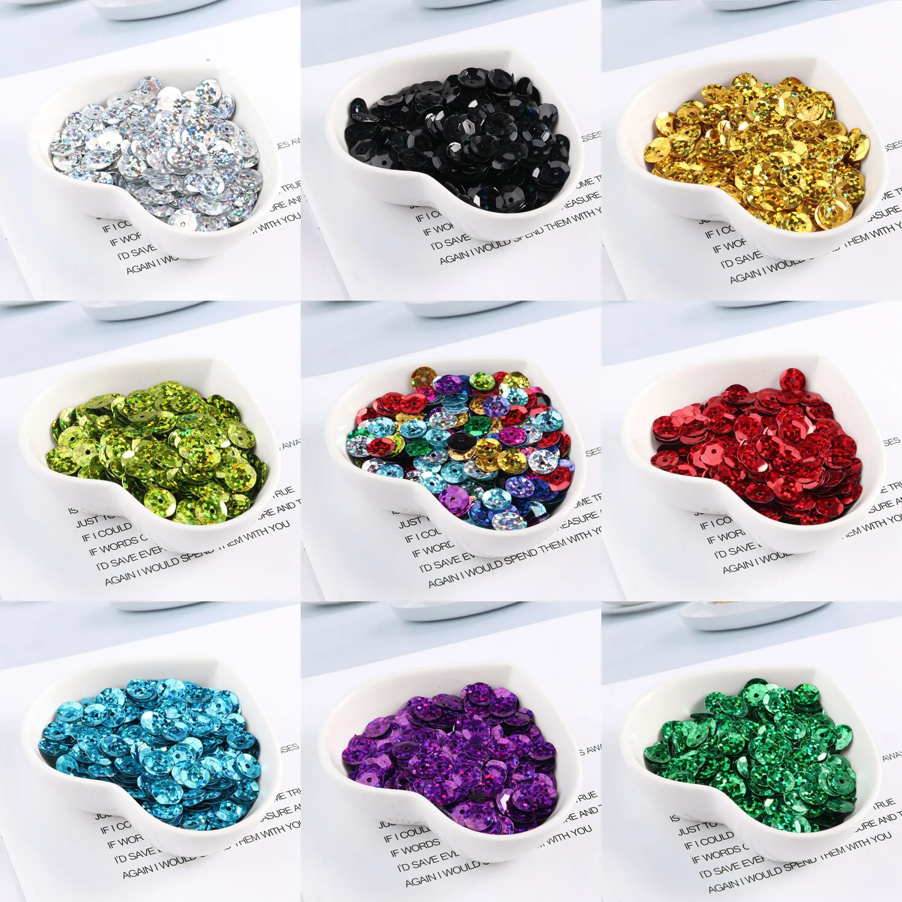 360 шт./лот 8 мм кубок блесток лазерной голограммой круглым свободные пайетками