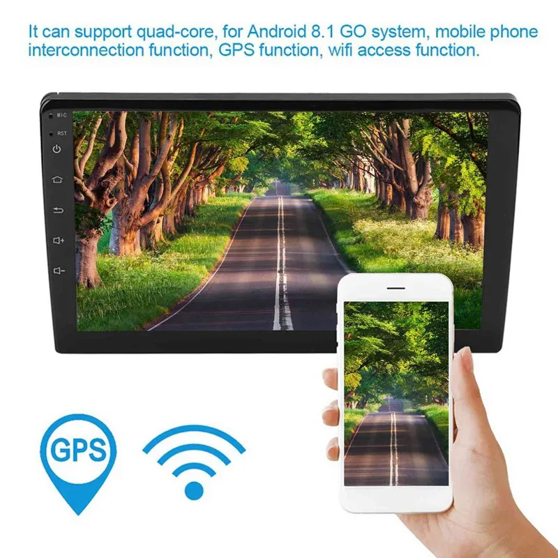 

9 Inch Android 8.1 Car Player Quad Core Stereo Radio HD Touchsn Sn GPS BT OBD Adjustable Navigation