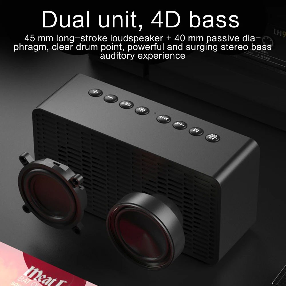 Карманное зеркало будильник с функцией buetooth динамик 4D бас стерео Bluetooth 5 0