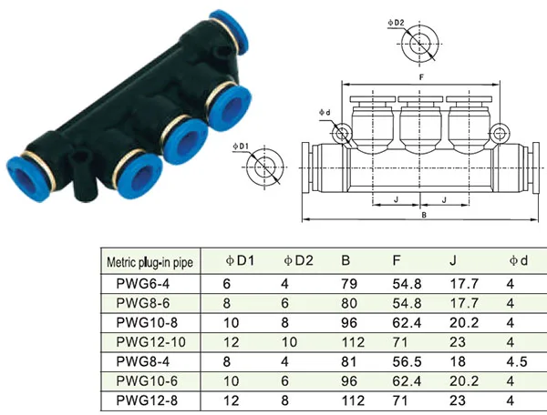 10 шт./партия пластиковая трубка с одним касанием 5 режимов пневматический фитинг 4
