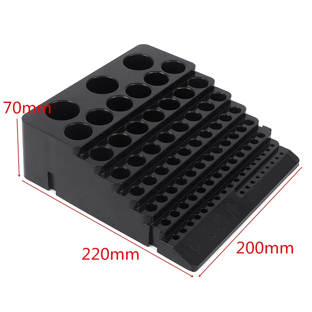 Пластиковый ящик для хранения фрез 70x220x200 мм 85 отверстий сверлильный инструмент