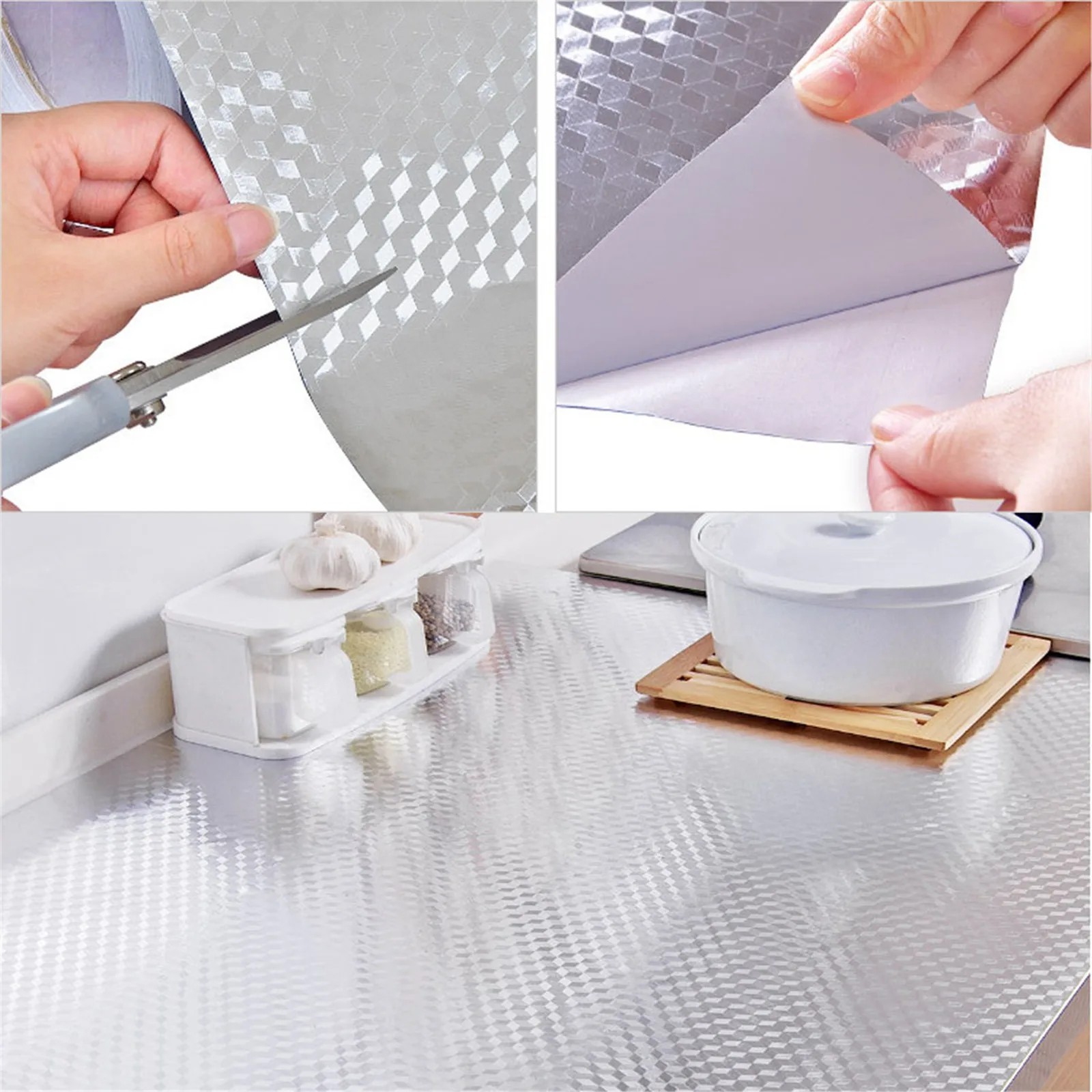 

40cmx500cm Kitchen Oil-proof Waterproof Stickers Aluminum Foil Home Stove Cabinet Self Adhesive Wall Sticker Diy Wallpaper FFT