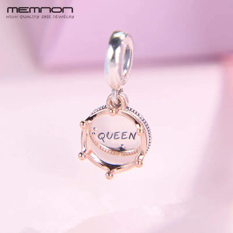 

2019 Autumn 925 Sterling Silver jewelry Rose Regal Queen Crown Hanging charms Fit Bracelet Bangle for Women DIY Jewellery Gift