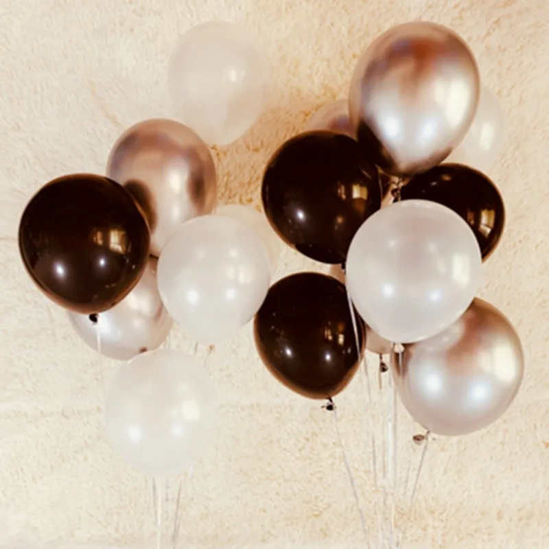 as picture 15pcs of 12" metal gold confetti balloons ink blue white balloon wedding party decoration kids children birthday party supplies - Цвет: as picture