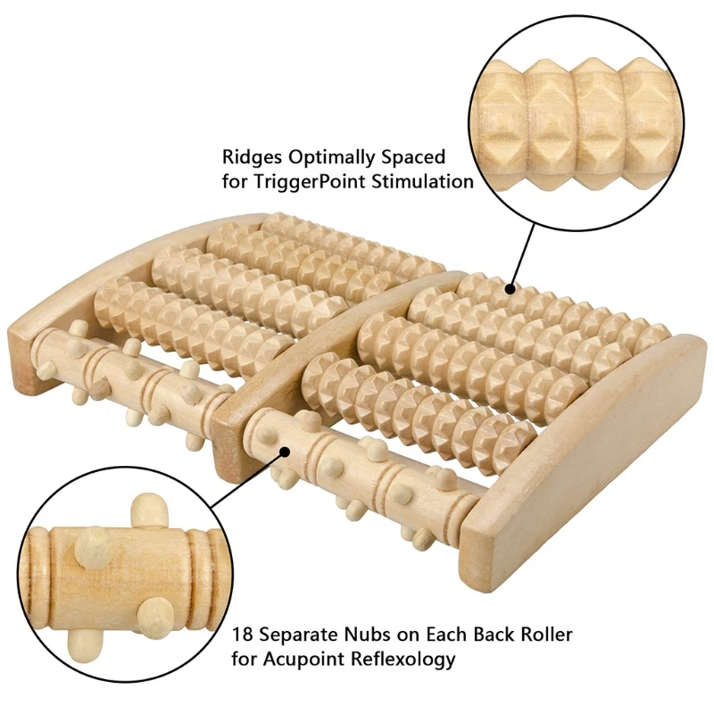

094E Dual Foot Massager Roller Wood Rollers Relax Relieve Heel Arch Pain Stress Relief Tool Relaxation Gifts for Men Women