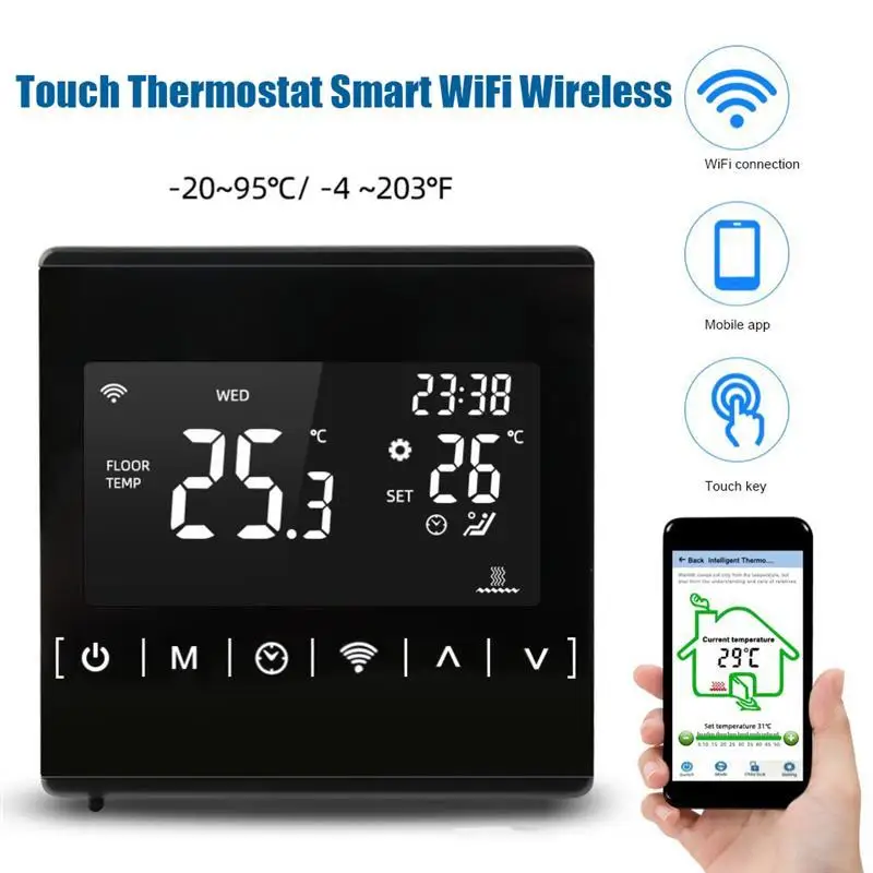 

Touch Thermostat Smart Home WiFi Wireless Electric Floor Heating Water Gas Boiler Temperature Remote Controller Thermoregulator