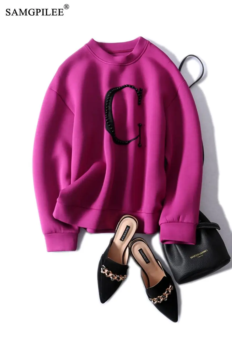 

Autumn 2020 Clothes For Women Casual Oversized Jacket Cotton Full Sleeve Letter Pullovers O-neck Plus Size Sweatshirts For Woman