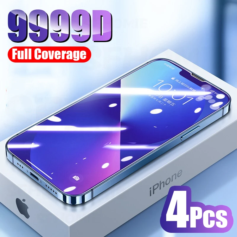 

4 шт. закаленное стекло для iPhone 11 12 13 Pro XR X XS Max Защита экрана для iPhone 12 13 11 Pro Max Mini 7 8 6 6S Plus стекло