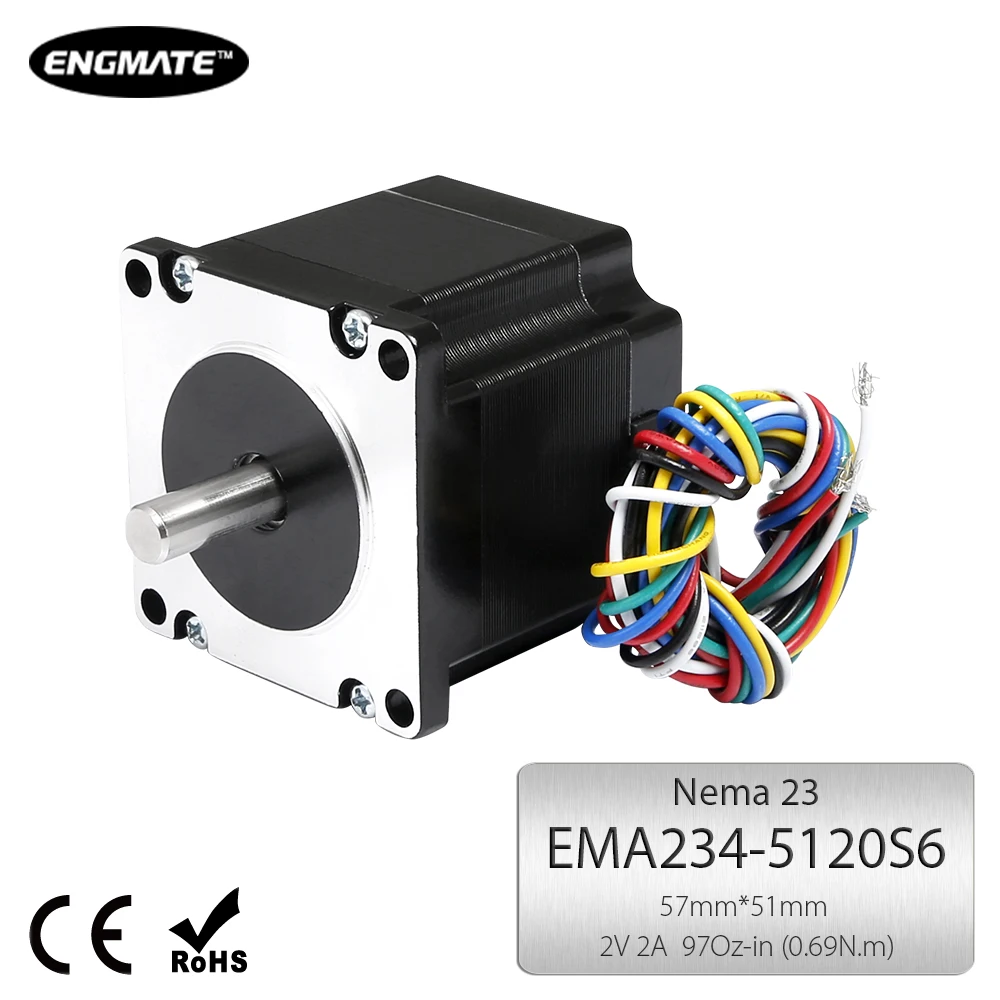 ENGMATE EMA234 5120S6 Nema 23 ЧПУ Шаговый Мотор 6 Проводов Одновальный|nema step motor|step motornema |
