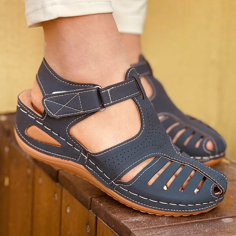 2021 летние сандалии в стиле ретро ​​женская обувь женская на танкетке удобные