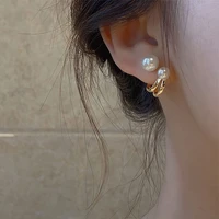 new simple celebrity style pearl stud earrings for woman 2021 korean fashion jewelry wedding girls sweet accessories