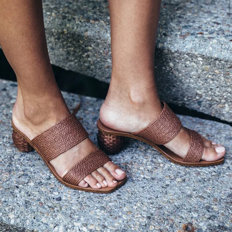 

Comfort Shoes For Women Large Size Med Sandals Elastic Band Suit Female Beige Square Toe Strappy Heels 2020