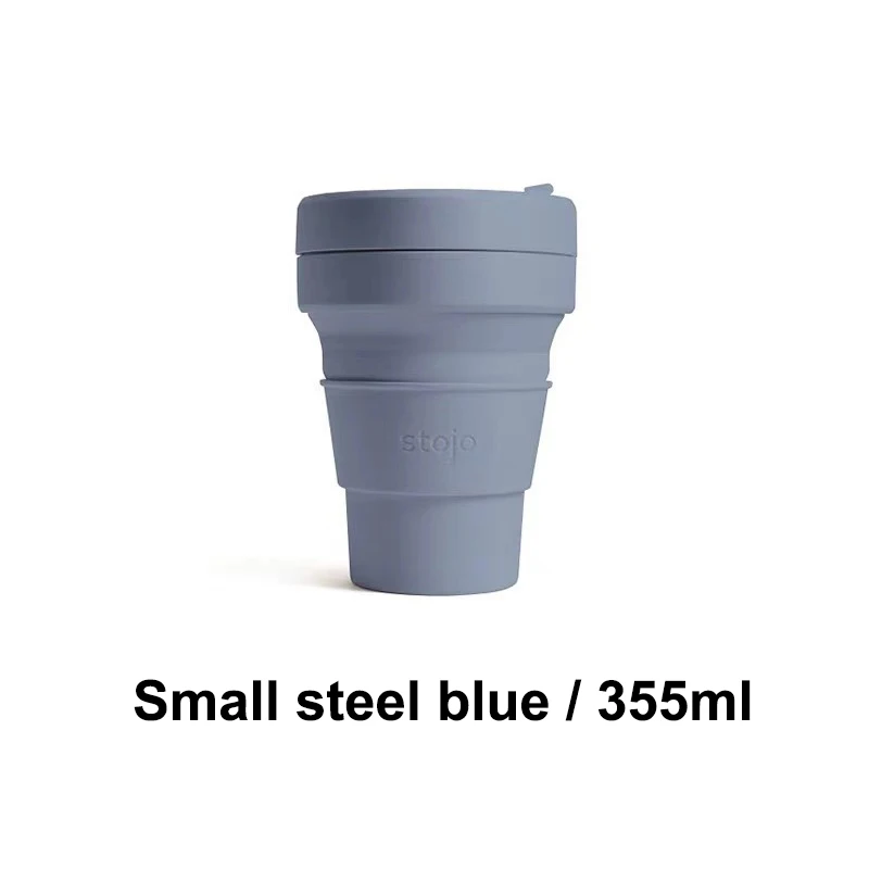 small steel blue 355 STOJO CUP Складная Силиконовая портативная силиконовая кофейная чашка многофункциональная Складная силиконовая чашка для офиса и путешествий - Цвет: small steel blue 355