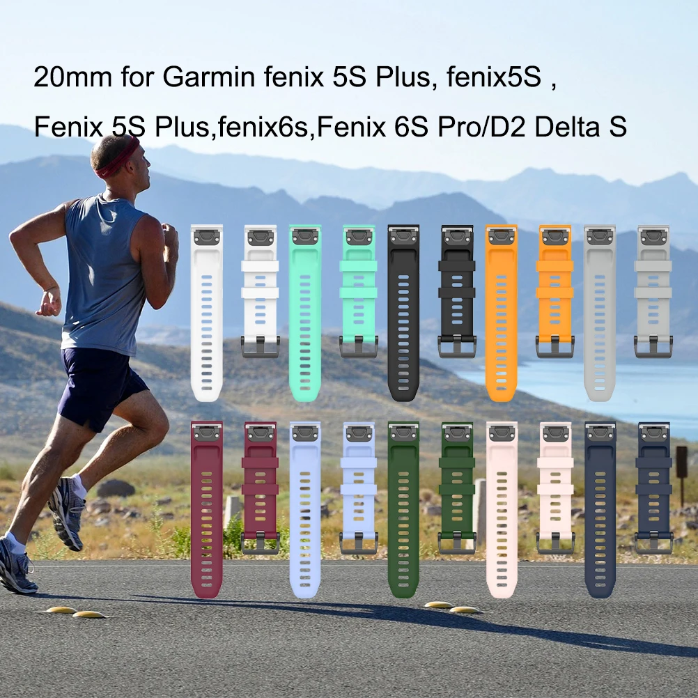 20 мм спортивный силиконовый ремешок для наручных часов Garmin fenix 5S Plus fenix5S 6s 6S Pro D2 Delta