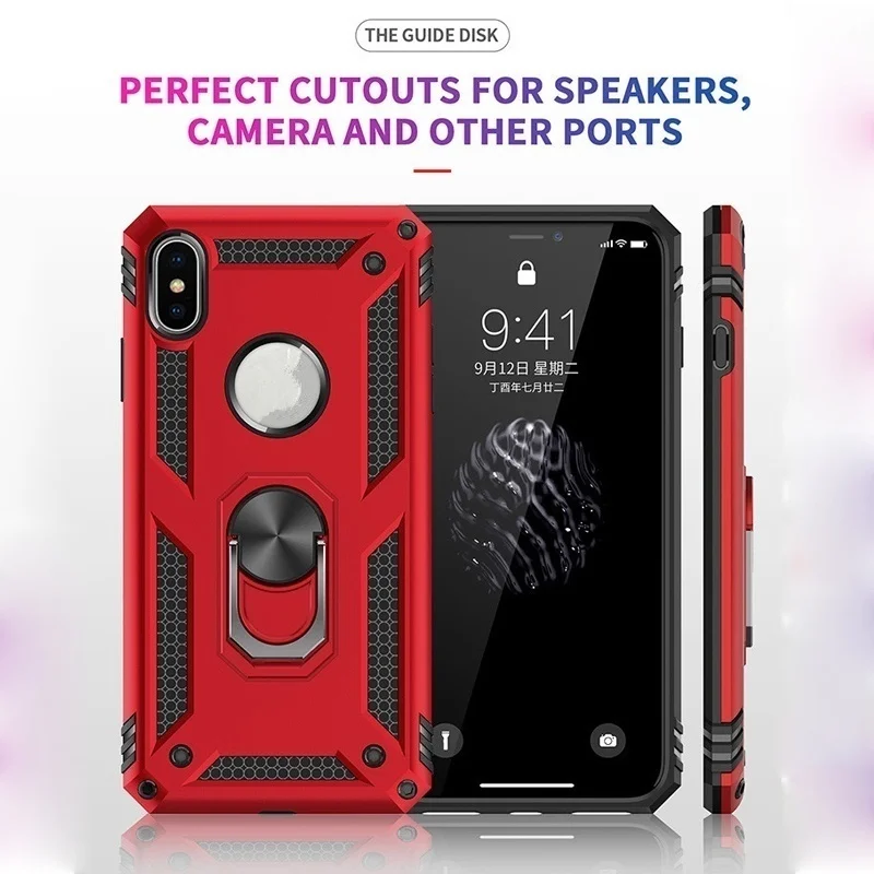 Phone Case Shockproof Military 2-Layer Stand Holder Cases For iPhone 7/8/7p/8p/6s/6 Plus XR XS Protection Cover |