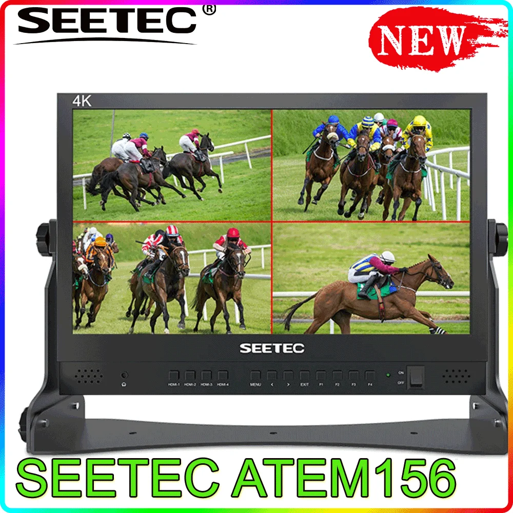 

SEETEC ATEM156 15.6 Inch Live Streaming Broadcast Director Monitor with 4 HDMI Input Output Quad Split Display for ATEM Mini
