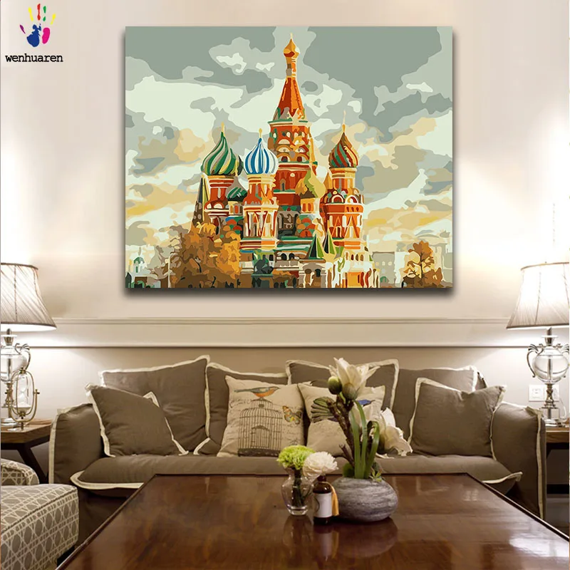 Сделай Сам Рисование по номерам картина с комплектами городской городок пейзаж