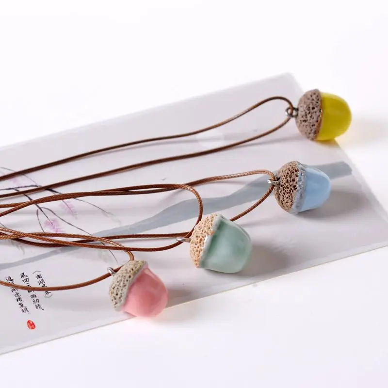 Женское керамическое ожерелье с подвеской в виде конуса сосны ювелирное изделие