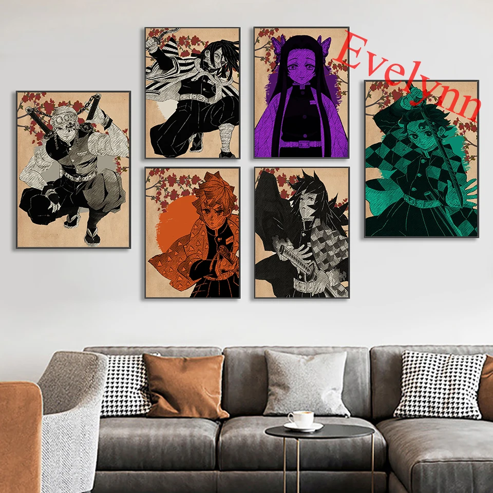 

Japanese Anime Demon Slayer Cartoon Posters Children Room Decor Painting Modern Home Living Room Wall Decor Canvas Art Prints
