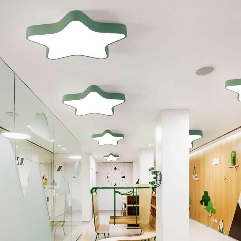 Lámpara de techo con diseño de estrella de cinco puntas para habitación de niños, luz LED moderna para dormitorio, pasillo de la lámpara del techo