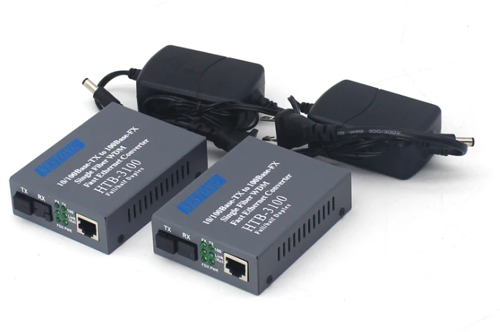 1 pair HTB-3100AB-25KM A/B 100Mbps SC port fiber media converter single mode single fiber 25KM