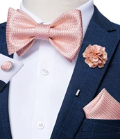 adjustable self tie bow ties for men 100 silk jacquard woven pink solid men classic wedding party butterfly bowknot dibangu