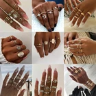 Комплект женских колец на палец в богемном стиле, 53 вида геометрического дизайна в стиле бохо, винтажная бижутерия в богемном стиле