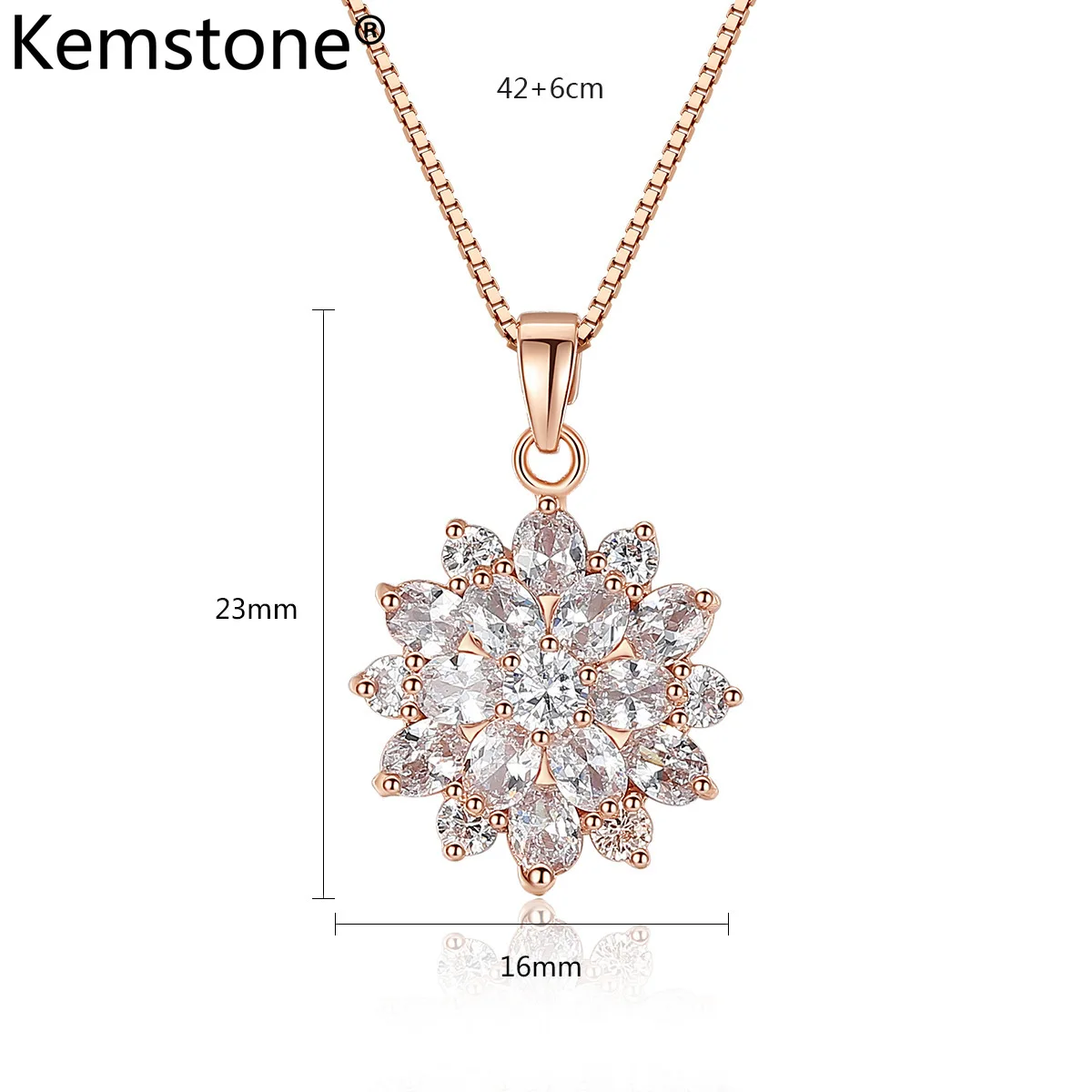 Ожерелье женское с кулоном в виде цветка из циркона | Украшения и аксессуары