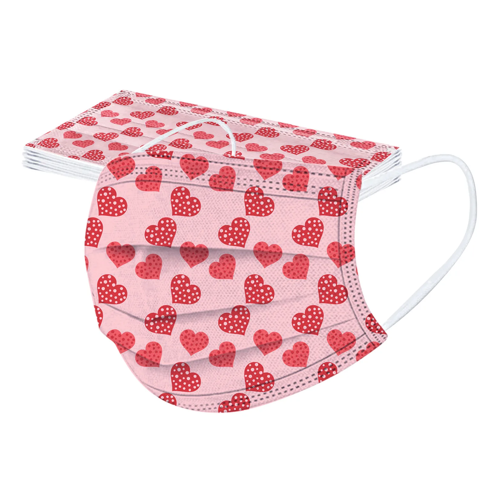 

20 Styles Face Masks Valentine's Day Print Mask Windproof Foggy Haze Pollution Mask Disposable Earloop Mask Mascarillas 10PC