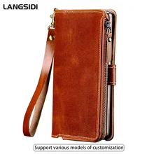 Genuine Leather Wallet Case For iPhone 13 Pro Max 12 Mini 11 12 Pro Max XR X XS max 6 6S 7 8 plus SE 2020 Card Slot Holder Cover