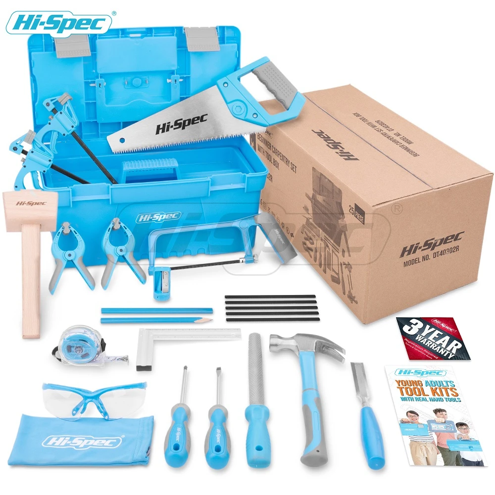 Hi Spec 25 шт. настоящий детский набор инструментов коробка для хранения DIY ручной