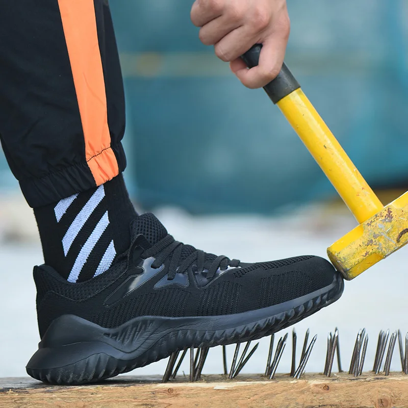 

SANSOM Men Safety Work Shoes Boots Male Autumn Steel Toe Boots Anti-Smashing Protective Construction Safety Work Sneakers