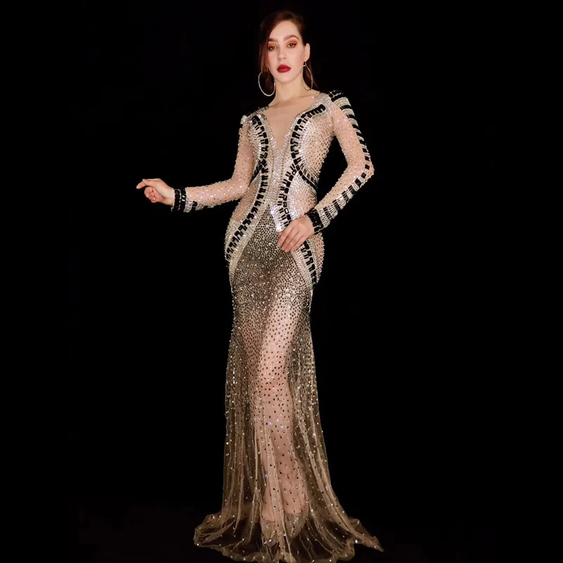 Женское прозрачное вечернее платье русалка длинное Сетчатое до пола для свадьбы