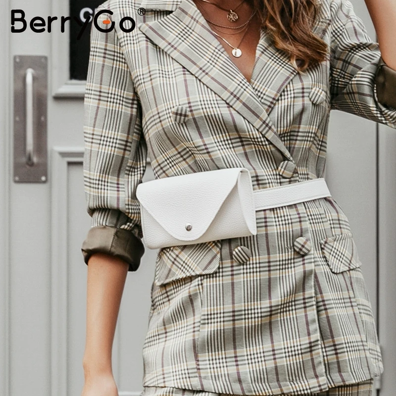 BerryGo модная Женская поясная сумка из искусственной кожи Повседневная Женская поясная сумка через плечо пуговица для сумок с поясом регулируемые женские сумки-мессенджеры