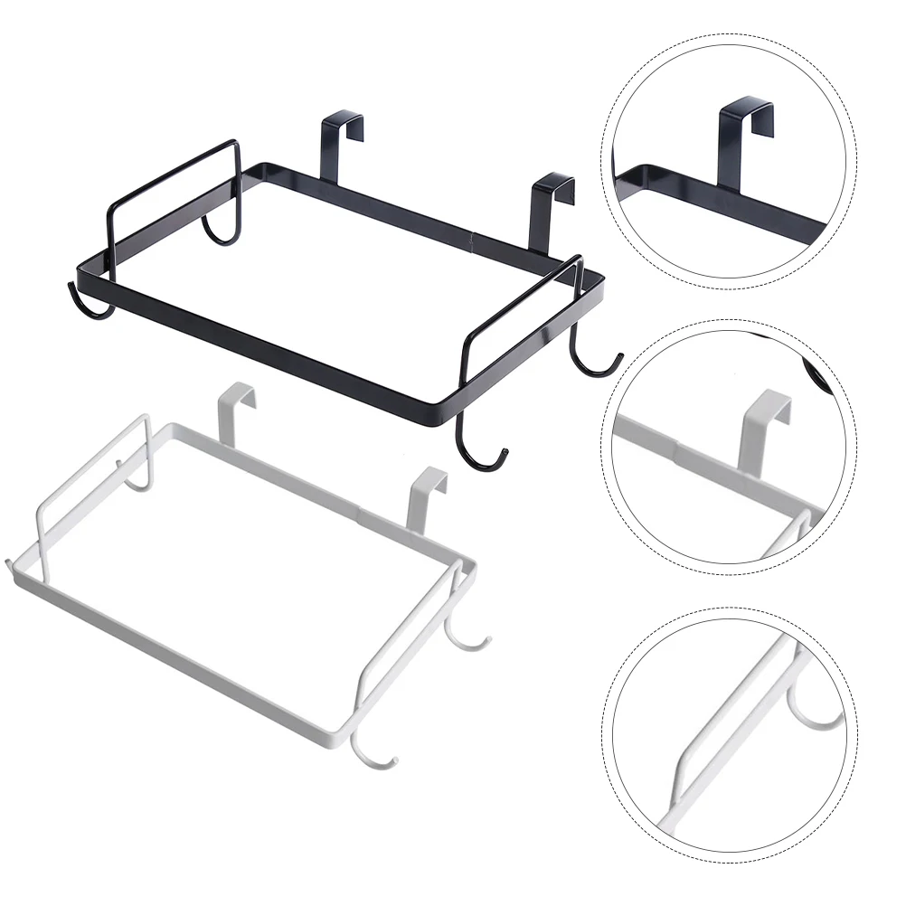 

2 pcs Iron Art Kitchen Hanger Storage Rack Cabinet Door Trash Organizer Rack Closet Storage Hook Holders Garbage Bag Racks